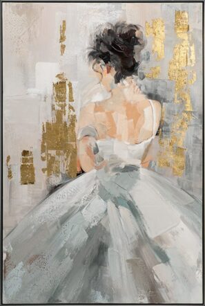 Handbemalter Kunstdruck „Frau im weissen Kleid“ 102.5 x 152.5 cm