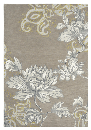 Designer Teppich „Fabled Floral“ Grau/Beige- handgetuftet