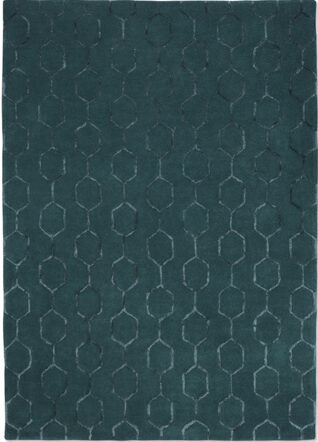 Designer Teppich „Gio“ Teal - handgetuftet, aus 89% reiner Schurwolle