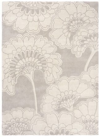 Designer Teppich „Japanese Floral “ Oyster - handgetuftet, aus 100% reiner Schurwolle