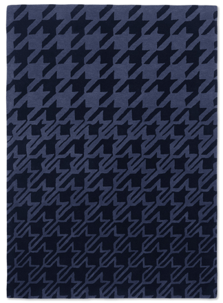 Designer Teppich „Houndstooth“ Dark Blue - handgetuftet, aus 100% Schurwolle