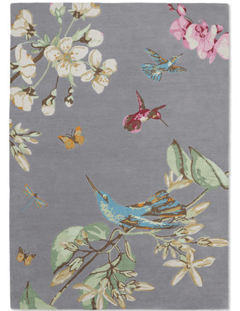 Designer Teppich „Hummingbird“ Grey - handgetuftet