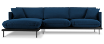 Design Ecksofa „Auguste" mit Samtbezug - Königsblau