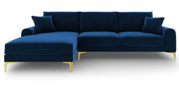 Design Ecksofa „Madara“ mit Samtbezug - Königsblau