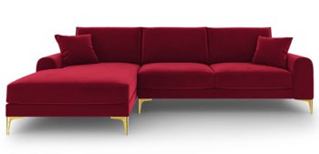 Design Ecksofa „Madara“ mit Samtbezug - Rot
