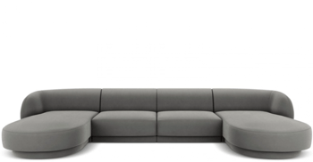 Design Panorama U-Sofa „Miley“ - mit Samtbezug Grau