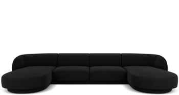 Design Panorama U-Sofa „Miley“ - mit Samtbezug Schwarz