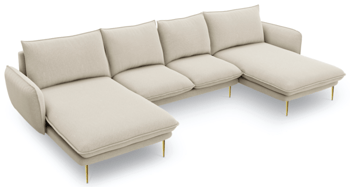 Design U-Sofa „Emilia“ 350 x 170 cm - Strukturstoff Beige