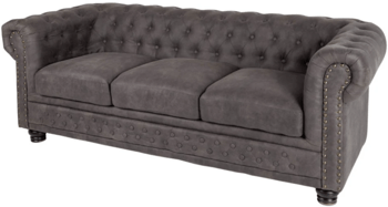 3-Sitzer Sofa „New Chesterfield“ Vintage - Grau/Taupe