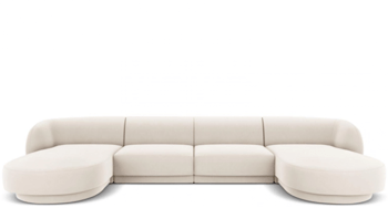 Design Panorama U-Sofa „Miley“ - mit Samtbezug Soft Beige