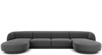 Design Panorama U-Sofa „Miley“ - mit Samtbezug Dunkelgrau