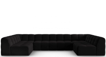 7-Sitzer Design Panoramasofa „Kendal“ Bezug: Schwarz