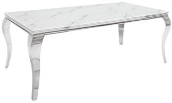 Rechteckiger Tisch „Modern Barock“ 200 x 105 cm - Edelstahl/Marmoroptik