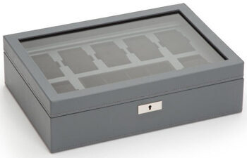 Echtleder Uhrenbox âHowardâ fÃ¼r 7 Uhren mit integrierten Manschenttenkopf-Aufbewahrung - Grau