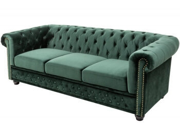 3-Sitzer Sofa „New Chesterfield“ mit Samtbezug - Grün