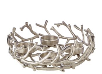 Hochwertiger Adventskranz „Porus“ Ø 30 cm - Silber