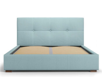 Design Ablagebett mit Kopfteil  „Sage Strukturstoff“ Hellblau
