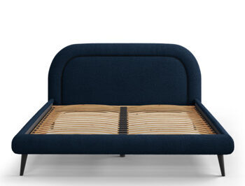 Design Bett mit Kopfteil  „Maia Bouclé“ Dunkelblau