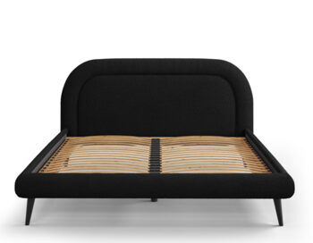 Design Bett mit Kopfteil  „Maia Bouclé“ Schwarz