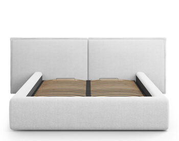 Design Ablagebett mit doppeltem Kopfteil  „Tena Strukturstoff“ Hellgrau