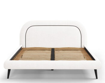 Design Bett mit Kopfteil  „Maia Bouclé“ Weiss