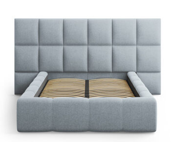 Design Ablagebett mit Kopfteil  „Isa II Strukturstoff“ Hellblau