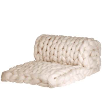 Luxuriöse Chunky Knit Cosima Decke aus 100% Merinowolle - 100 x 150 cm / Weiss