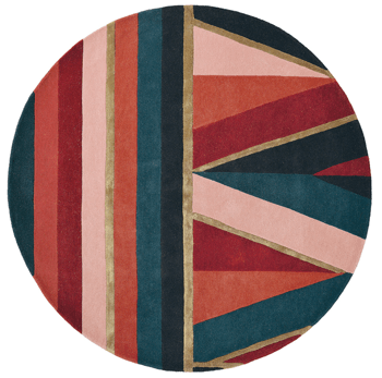 Runder Designer Teppich „Sahara“ Burgundy - handgetuftet, aus Wolle