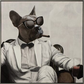 Handbemalter Kunstdruck „New Yorker Hunde-Mafiosi“ 82.5 x 82.5 cm