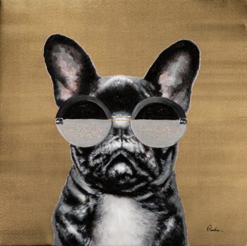 Handbemalter Kunstdruck „Dog with Style“ 80 x 80 cm