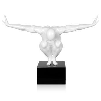 XL Design-Skulptur „Balance“ mit Marmorsockel 59 x 80 cm - Weiss
