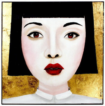 Handgemaltes Wandbild „JingJing“ 100 x 100 cm