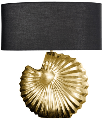 Grosse, elegante Tischlampe „Shell“ Ø 35 x 63 cm - Gold