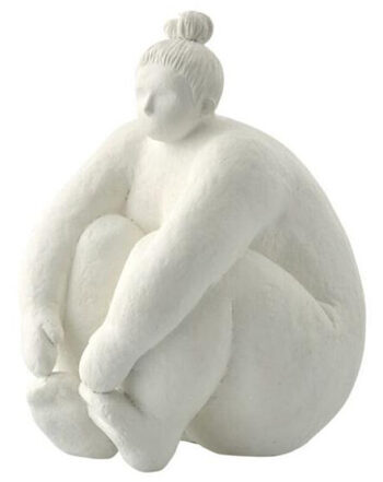 Serafina Dekoration, Frau sitzend 19 x 24 cm - Weiss