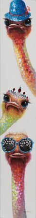 Handbemalter Kunstdruck „Funky ostrich birds“ 25 x 150 cm