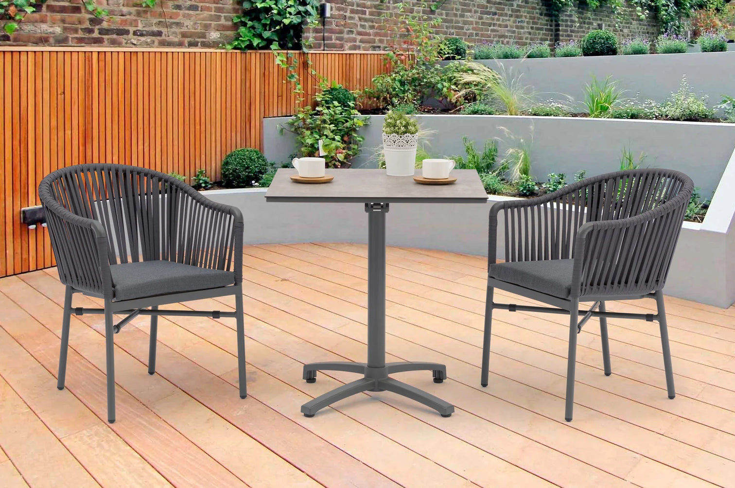 
High-quality, stackable garden chair "Jacky" - Anthracite/Dark Grey