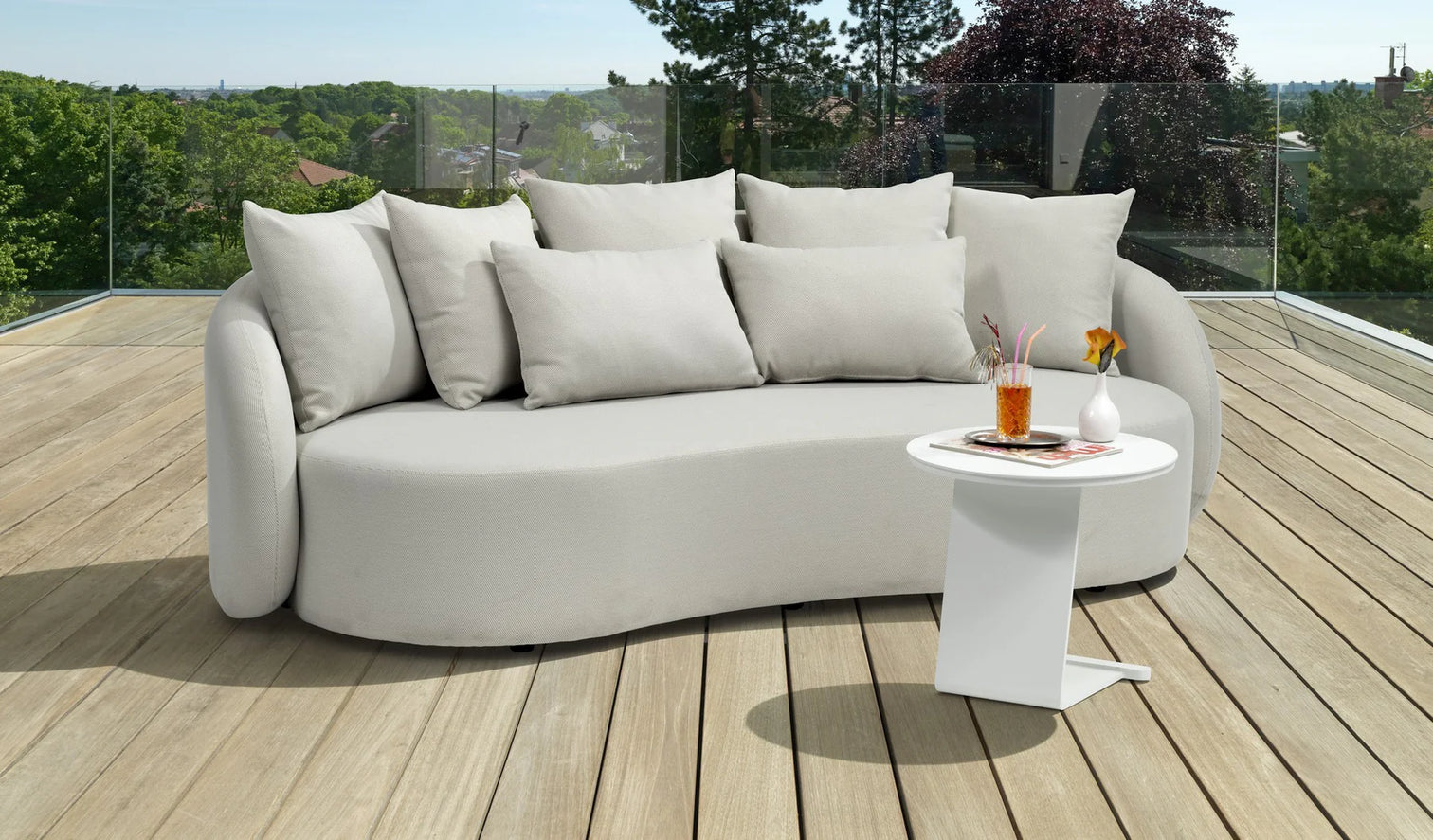 
Canapé lounge d'extérieur 3 places premium « Luna » - Crème