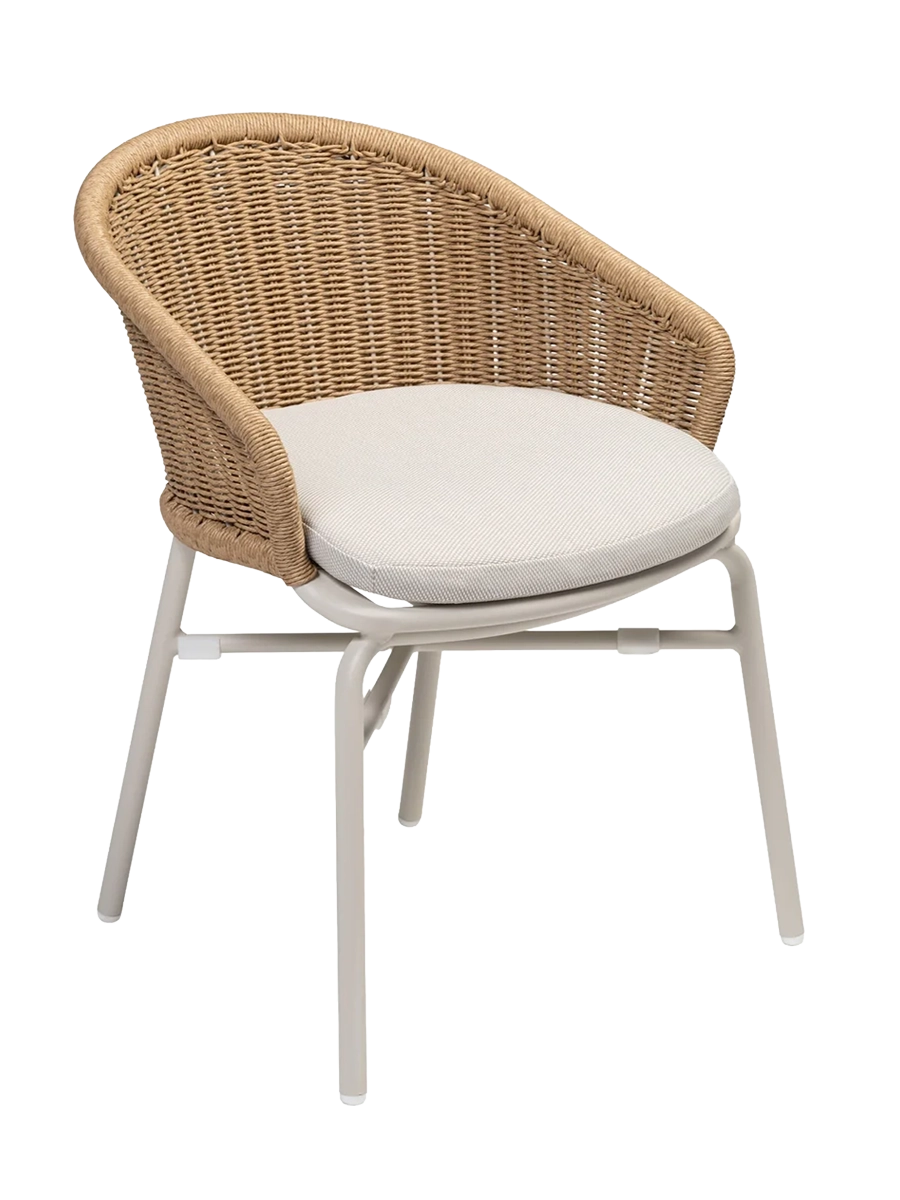 
Premium Outdoor Chair "Venice" with Armrests - Ivory/Natural