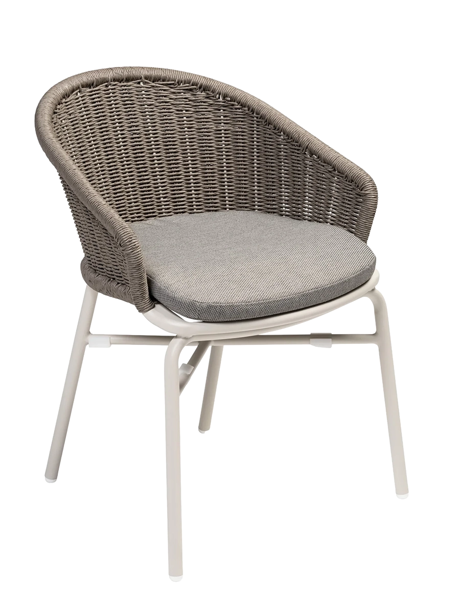 
Premium Outdoor Chair "Venice" with Armrests - Ivory/Taupe