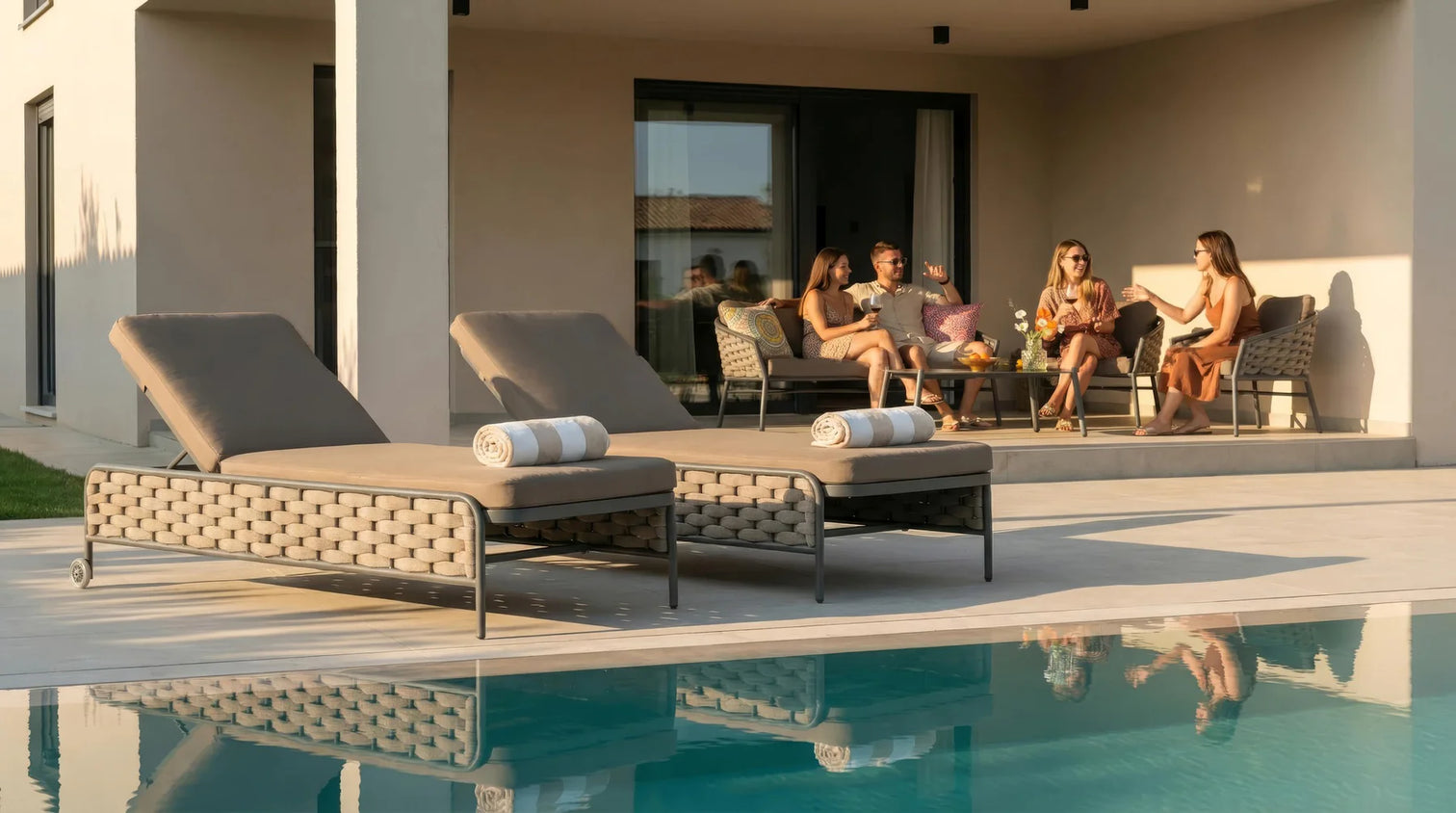 
Chaise longue de jardin d'extérieur haut de gamme « Kreta »