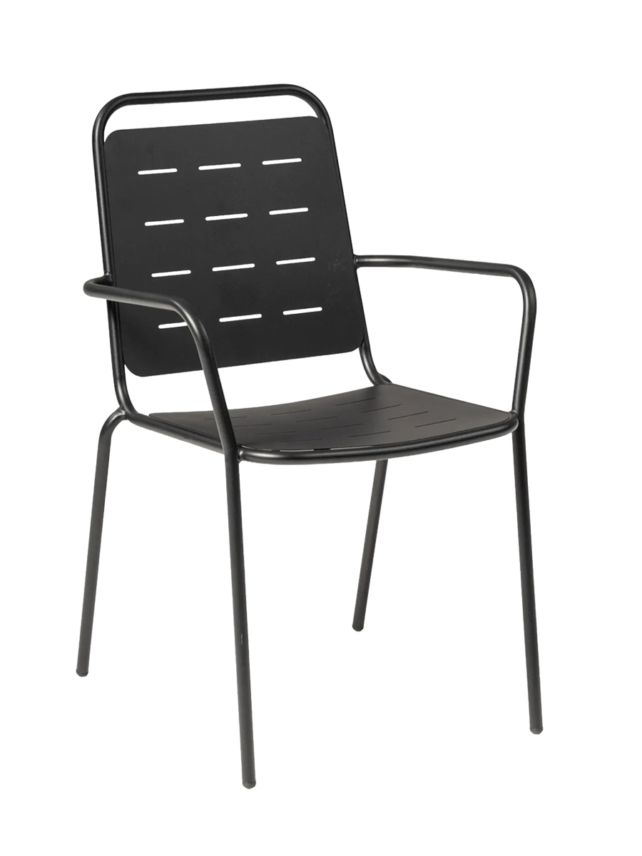 
High-quality garden chair "Shogun" with armrests - Without seat cushions / Black