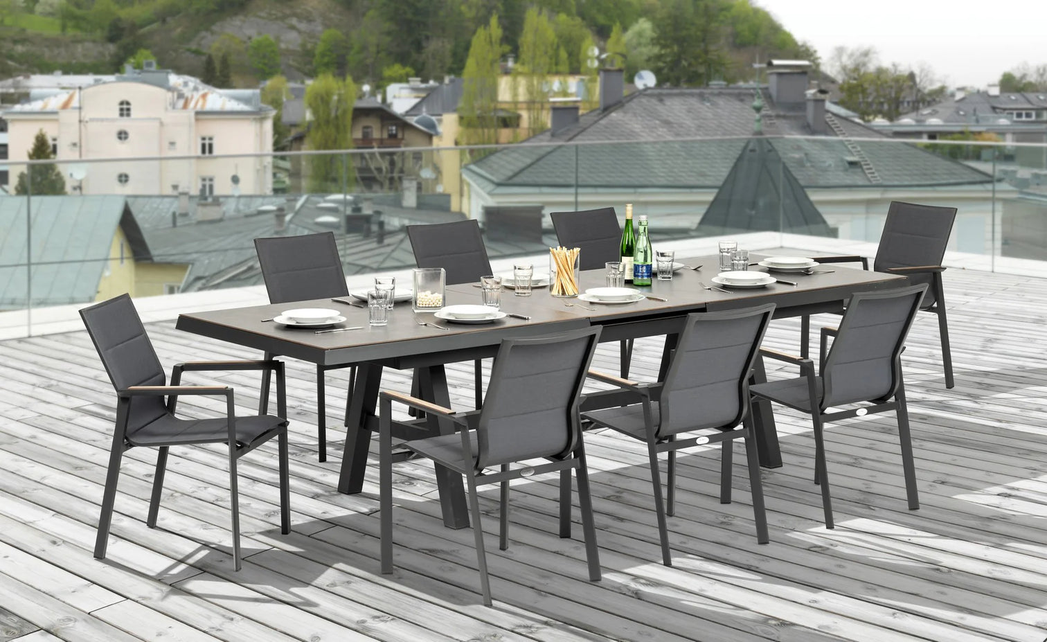 
Table de jardin extensible "Denver" de haute qualité, 102 x 243-303 cm