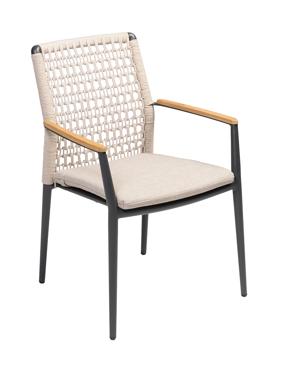 
Premium Outdoor Chair "Grenada" with Armrests - Beige