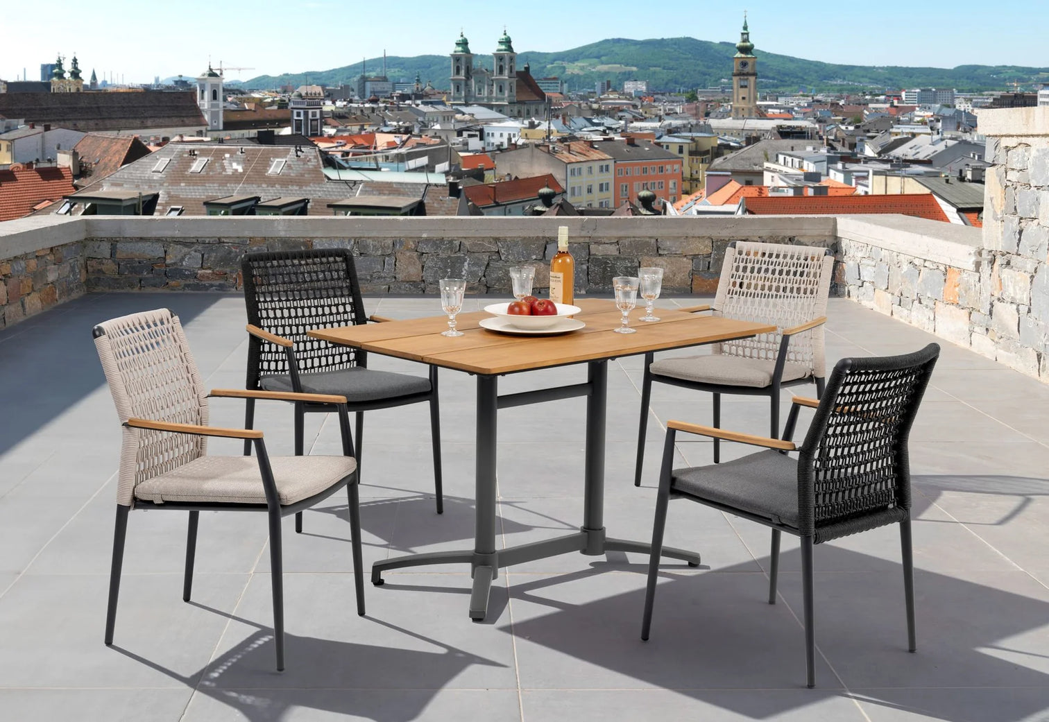 
Premium Outdoor Chair "Grenada" with Armrests - Beige