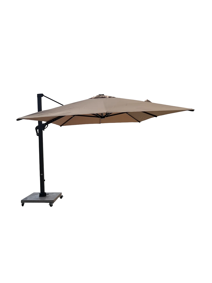 
Parasol déporté 360° haut de gamme « Roma Deluxe » avec LED solaire intégrée - Beige / 300 x 300 cm