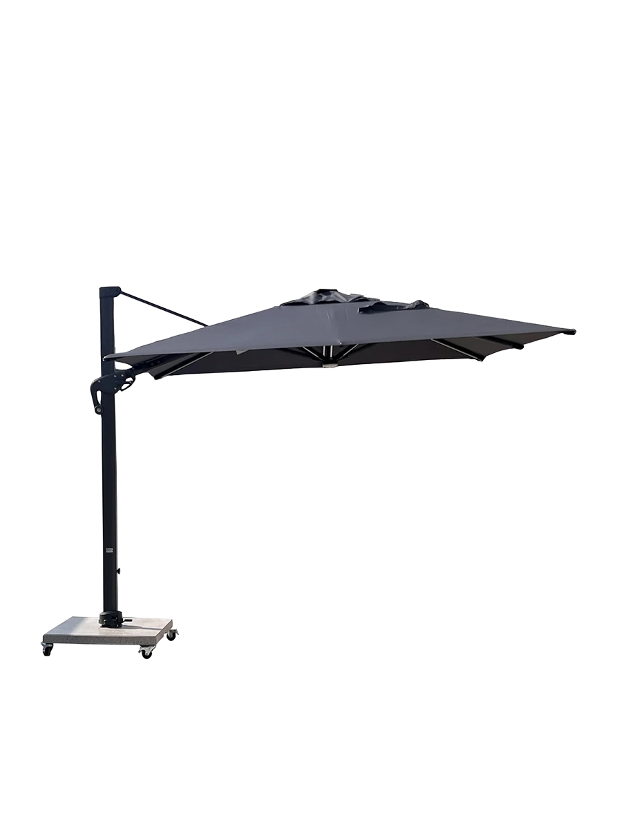 
Parasol déporté 360° haut de gamme « Roma Deluxe » avec LED solaire intégrée - Beige / 300 x 400 cm