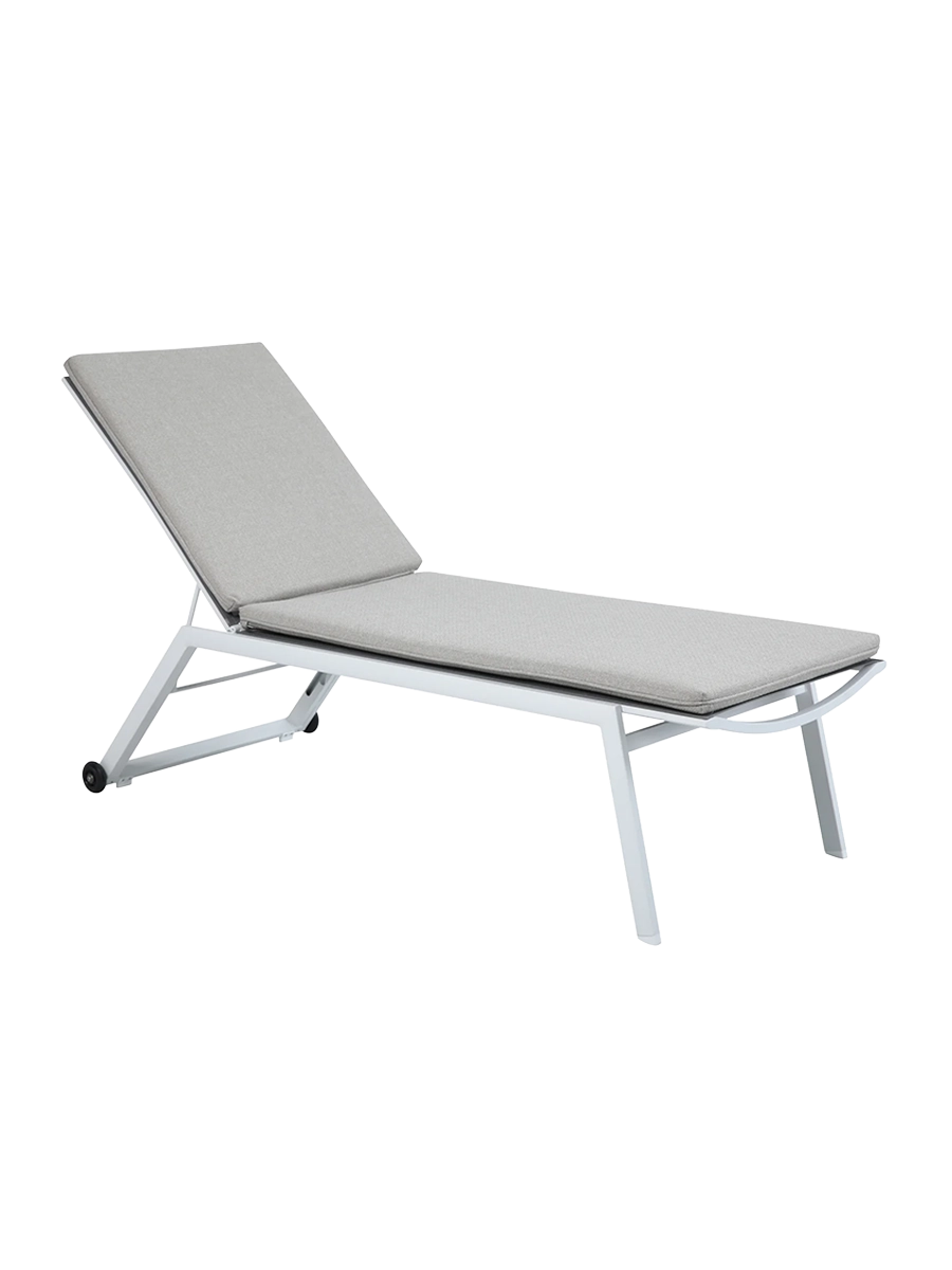 
Chaise longue de jardin d'extérieur haut de gamme « Comfort » - Blanc / Gris clair