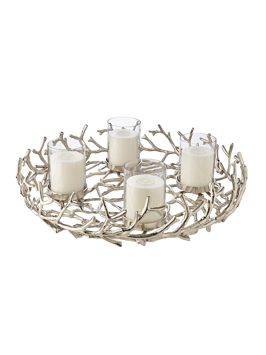 
High-quality designer Advent wreath "Porus", various sizes - Silver / Ø 58 cm