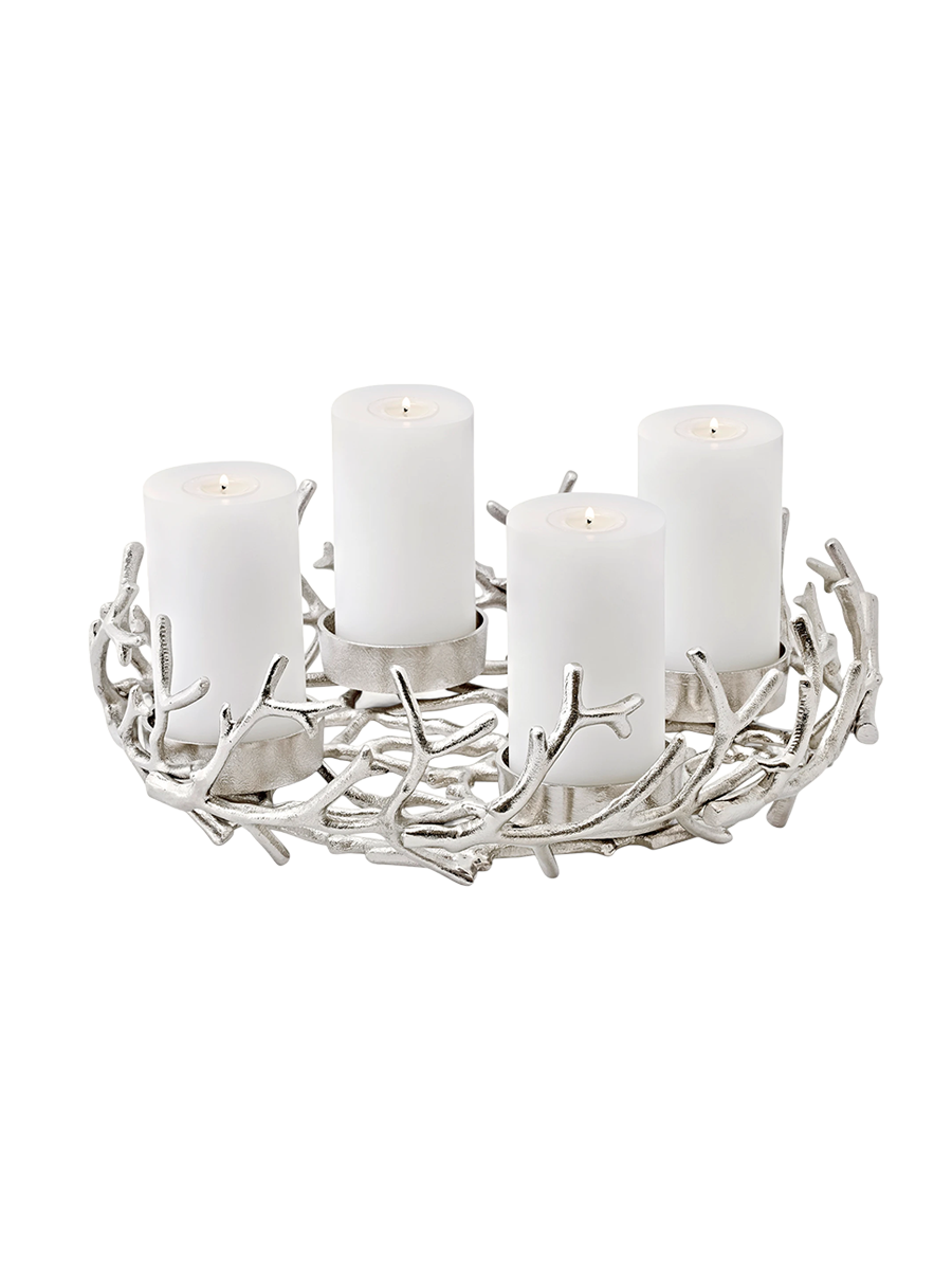 
High-quality designer Advent wreath "Porus", various sizes - Silver / Ø 42 cm