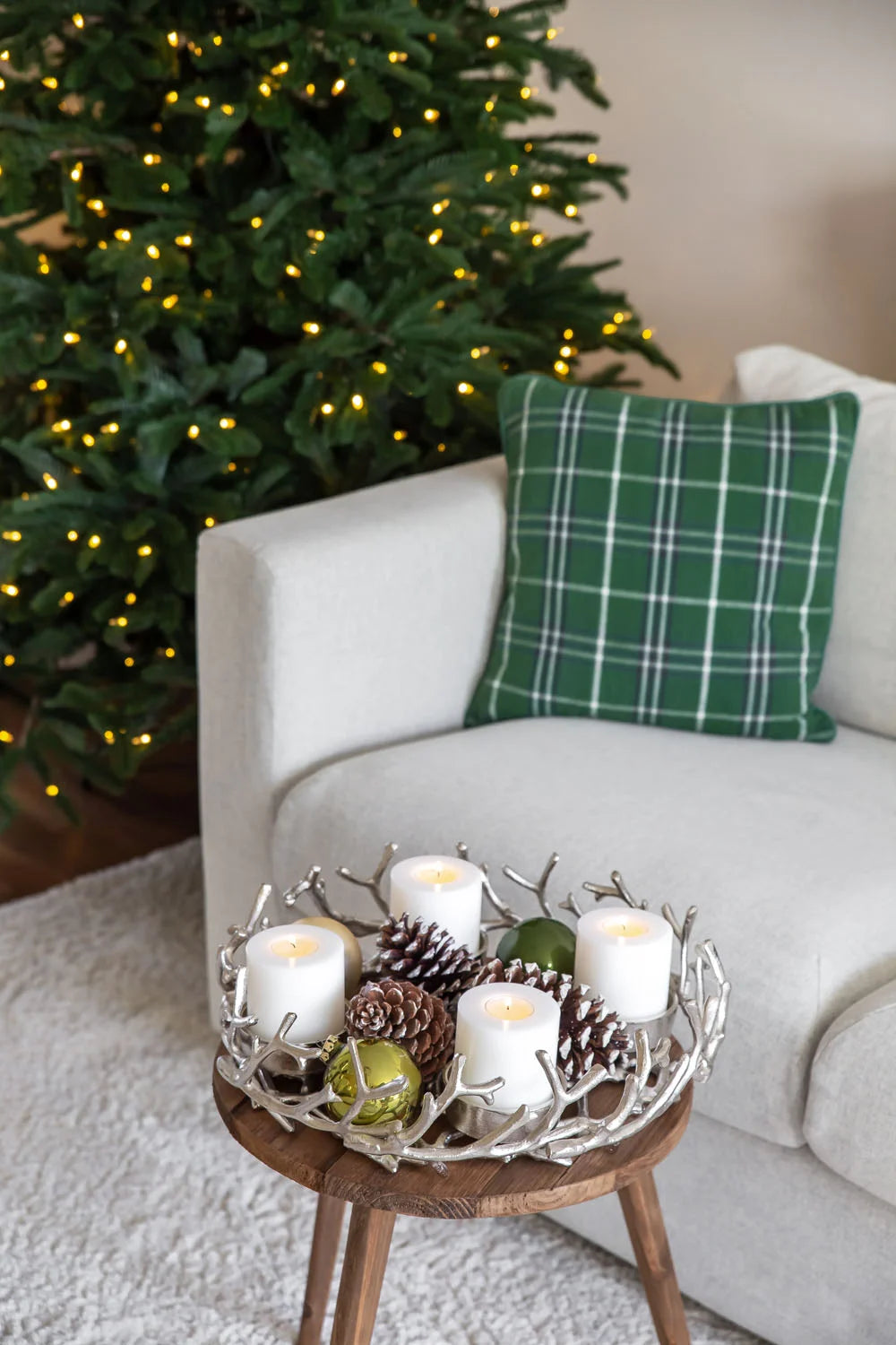 
High-quality designer Advent wreath "Porus", various sizes - Silver / Ø 42 cm